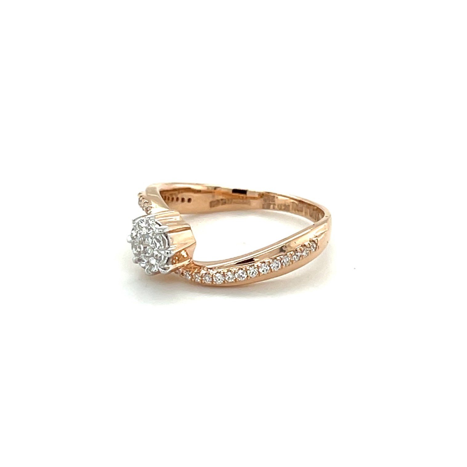 Diamond Twist Ring with Floral Accent